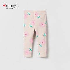 MACYS PINK FLOWERS PRINTED LEGGING