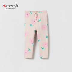 MACYS PINK FLOWERS PRINTED LEGGING