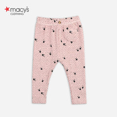 MACYS PINK PRINTED RIBBED LEGGING -MYS39