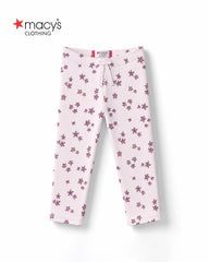MACYS PINK RIBBED FLORAL LEGGING