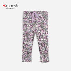 MACYS PURPLE FLORAL PRITED RIB LEGGING -MYS42