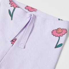 MACYS PURPLE FLOWERS PRINTED LEGGING