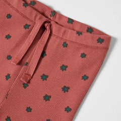 MACYS RED DOTTED RIBBED LEGGING