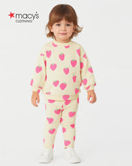MACYS STRAWBERRY PRINT PLUSH SWEATSHIRT 2 PCS SET