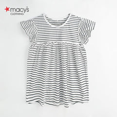 MACYS WHITE BLACK STRIPED DRESS