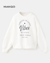 MANGO OFF WHITE VIBE ORINTED SWEATSHIRT 17036343
