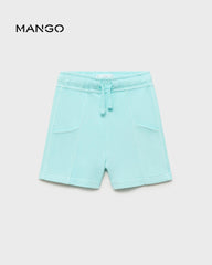 MANGO AQUA GREEN COTTON BERMUDA SHORTS