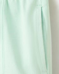 MANGO AQUA GREEN COTTON SHORTS WITH DRAWSTRING