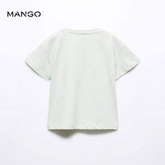 MANGO AQUA GREEN FOLLOW YOUR HEART PRINTED COTTON T-SHIRT
