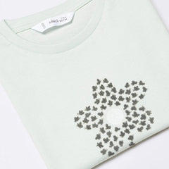 MANGO AQUA GREEN FOLLOW YOUR HEART PRINTED COTTON T-SHIRT