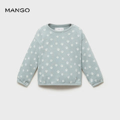 MANGO AQUA GREEN PRINTED COTTON SWEATSHIRT