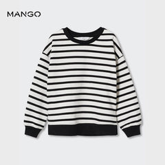 MANGO BLACK AND WHITE STRIPED SWEATSHIRT