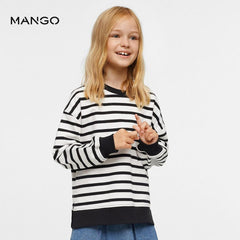 MANGO BLACK AND WHITE STRIPED SWEATSHIRT