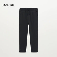 MANGO BLACK COTTON JOGGER STYLE TROUSER 37001059