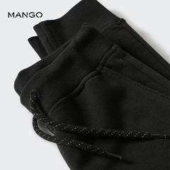 MANGO BLACK COTTON JOGGER STYLE TROUSER 51027
