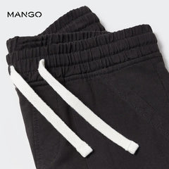 MANGO BLACK COTTON SHORTS WITH ELASTIC WAIST 47087836