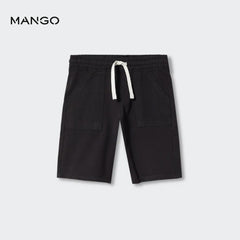 MANGO BLACK COTTON SHORTS WITH ELASTIC WAIST 47087836