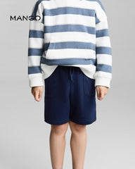 MANGO DARK NAVY COTTON SHORTS WITH DRAWSTRINGS 87035964