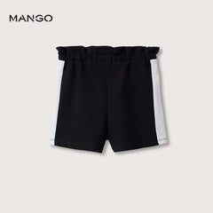 MANGO BLACK COTTON WAIST SHORT WITH CONTRASTING PANELS