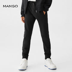 MANGO BLACK DRAWSTRING JOGGER TROUSER 57004041
