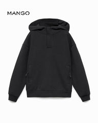 MANGO BLACK INTERLOCKING HOODIE 17024421