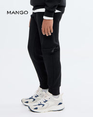 MANGO BLACK INTERLOCKING JOGGER TROUSER 17034419