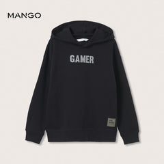 MANGO BLACK GAMER COTTON HOODIE