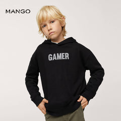 MANGO BLACK GAMER COTTON HOODIE