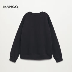 MANGO BLACK MY BEST FRIEND PRINTED COTTON SWEATSHIRT