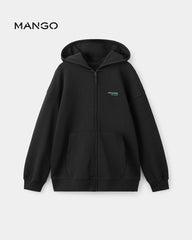 MANGO BLACK OWN YOUR TIME ZIPPER HOOD