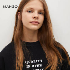 MANGO BLACK QUALITY OVER QUANTITY SWEATSHIRT