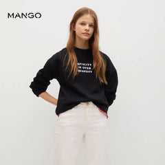 MANGO BLACK QUALITY OVER QUANTITY SWEATSHIRT