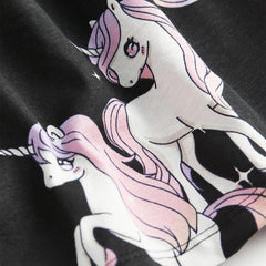 H&M BLACK UNICORN PRINTED DRESS