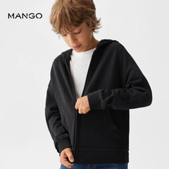 MANGO BLACK ZIPPED HOODIE 57001042