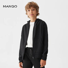 MANGO BLACK ZIPPED HOODIE 57001042