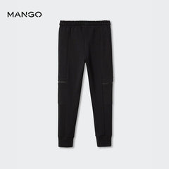 MANGO BLACK ZIPPERS COTTON TROUSER 47071277