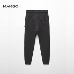 MANGO BLACK ZIPPER COTTON JOGGER STYLE TROUSER 4457
