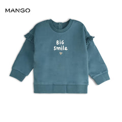 MANGO BLUE BIG SMILE PRINTED SWEATSHIRT