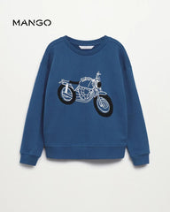 MANGO BLUE BIKE EMBOSSED SWEATSHIRT