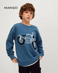 MANGO BLUE BIKE EMBOSSED SWEATSHIRT
