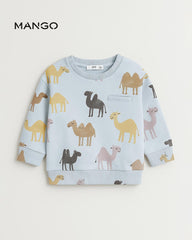 MANGO BLUE CAMEL PRINT SWEATSHIRT