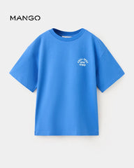 MANGO BLUE CHILL SPOT OVERSIZED COTTON T-SHIRT