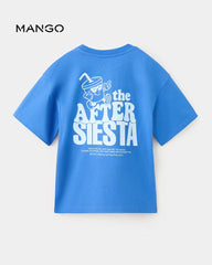 MANGO BLUE CHILL SPOT OVERSIZED COTTON T-SHIRT