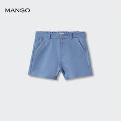 MANGO BLUE COTTON BERMUDA SHORTS 47086707