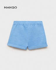 MANGO BLUE COTTON SHORTS 87095972