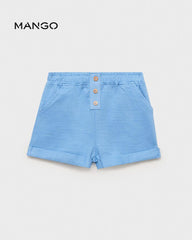MANGO BLUE COTTON SHORTS 87095972