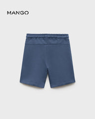 MANGO BLUE COTTON SHORTS WITH DRAWSTRING