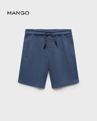MANGO BLUE COTTON SHORTS WITH DRAWSTRING