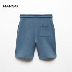 MANGO BLUE COTTON SHORTS WITH ELASTIC WAIST