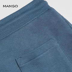 MANGO BLUE COTTON SHORTS WITH ELASTIC WAIST